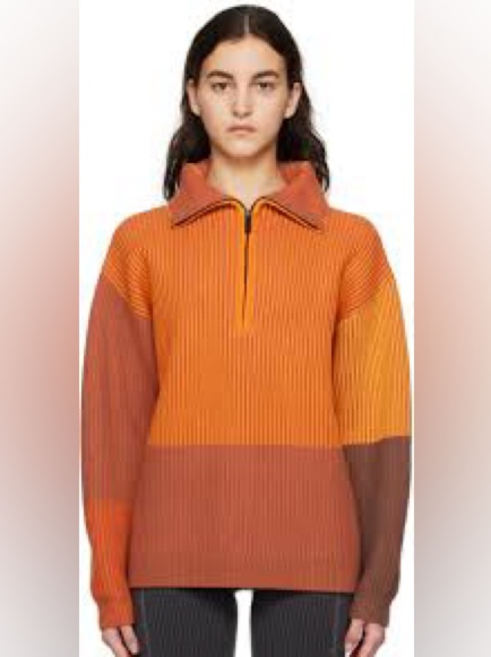 NAGNATA Hinterland Color-Block Ribbed Merino Wool Sweater in Sunset